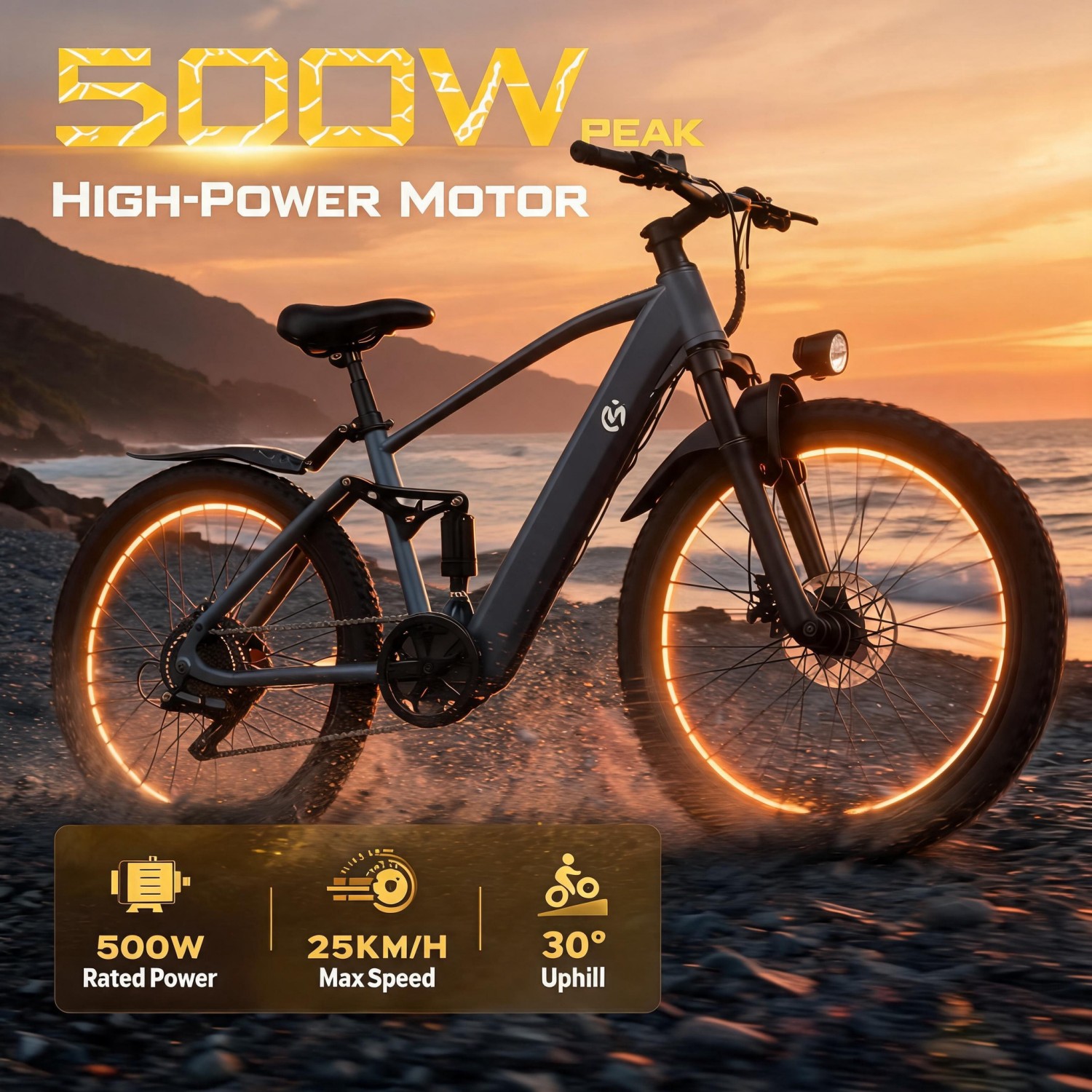 Mountain Biking Gifts - Elektro-Mountainbike, 500W Motor, Hybridantrieb, Vollfederung, Tretunterstützung,