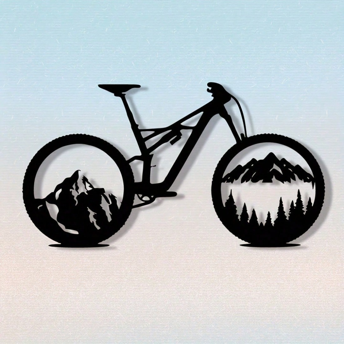 Mountain Biking Gifts - Schwarzes Metall-Mountainbike-Reifenkunst, Naturlandschaft, Wanddekoration für Wohnzimmer,